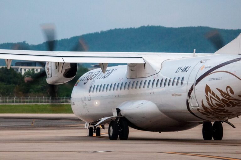 ATR72-600 airliner, hit by FPV drone in Myanmar