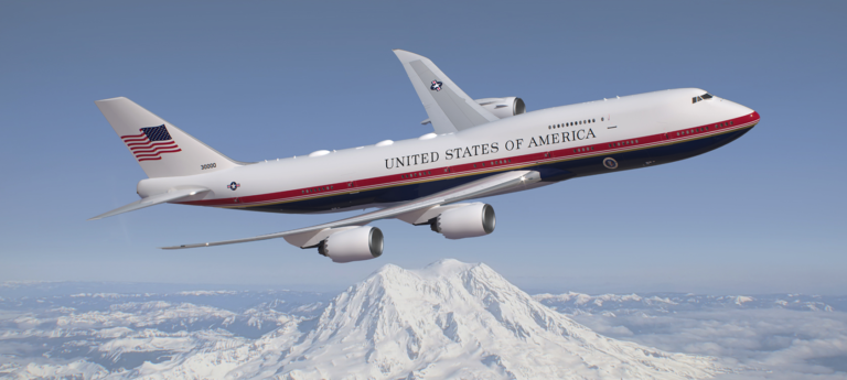 A rendering of the new VC-25B with the president's chosen livery [Credit: Boeing]