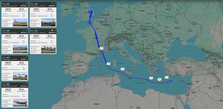 Another bunch of US Air Force tankers departed UK today escorting 18 F-35A to Middle East