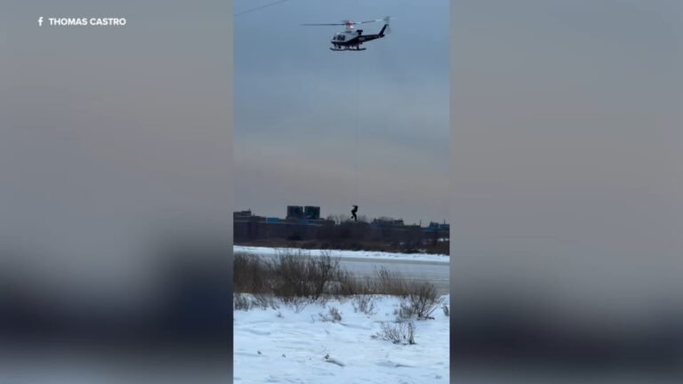 Jamaica Bay ice rescue: 3 people rescued by NYPD helicopter after falling through ice Jamaica Bay ice rescue: 3 people rescued by NYPD helicopter after falling through ice