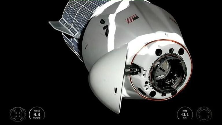 NASA Crew-12 Docks To Space Station, Reestablishing Seven-Member Crew SpaceX Crew12 Dragon dock