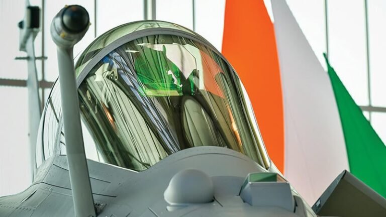 Dassault Aviation fighter and Indian flag