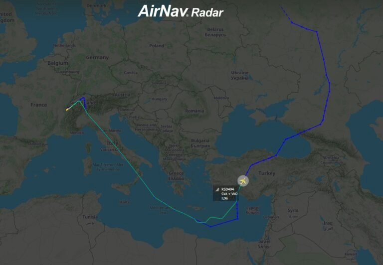 Why a Russian Ilyushin Il-96-300 is allowed to fly over France and Italy today?
