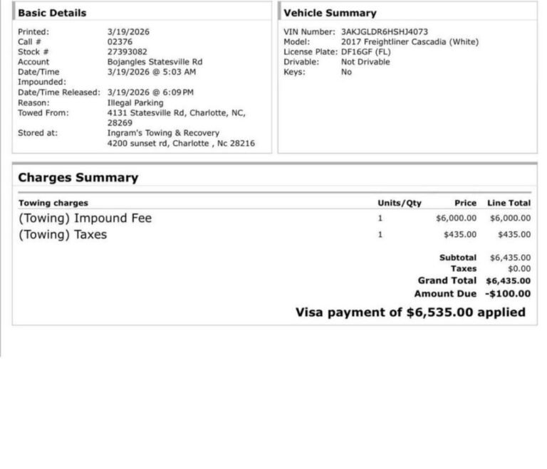$6,535 for Parking in the Wrong Spot? This Receipt Is Going Viral and It Could Have Been Your Truck.