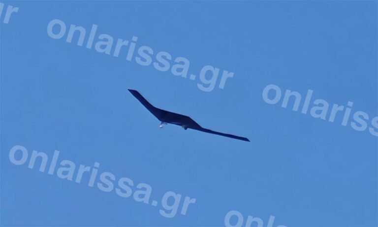 A secretive 'flying wing' was spotted making an emergency landing in Greece