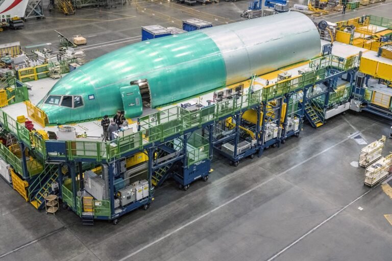 Boeing advances first 777-8 Freighter assembly in Everett Systems Installation work begins on the 777-8F