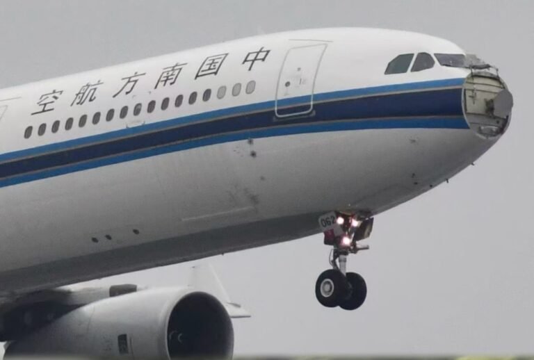 China Southern Airlines Airbus A330 loses its radome during birdstrike