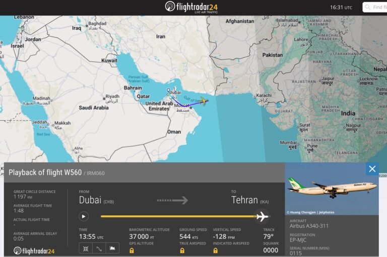 Did an Iranian commercial aircraft fly from Dubai to Teheran today?