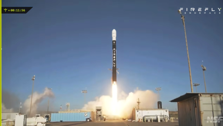 A Firefly Aerospace Alpha rocket lifts off from Vandenberg SFB, California, on March 11, 2026. Credit: NASA Spaceflight