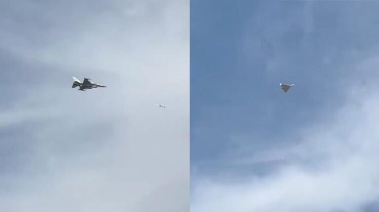 Footage is emerging of UAE F-16 engaging Iranian Drone flying near Dubai Airport