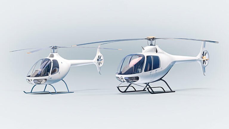 Helicopteres Guimbal G2 (left) and G5