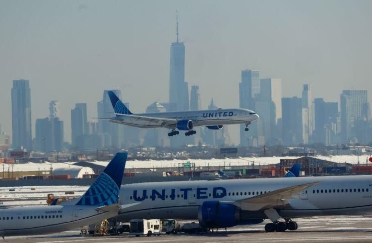 United Airlines Warns Of First Quarter Impact From Fuel Price Hike United Airlines aircraft at Newark Liberty International Airport