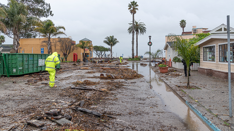 Bomb cyclone causes severe storm and flood damage in Santa Cruz County, CA, USA