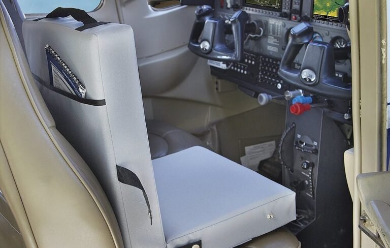 A student pilot is having trouble seeing over the nose of the aircraft, so an aviation seat cushion like this one might help the situation. [Credit: FLYING Archive]