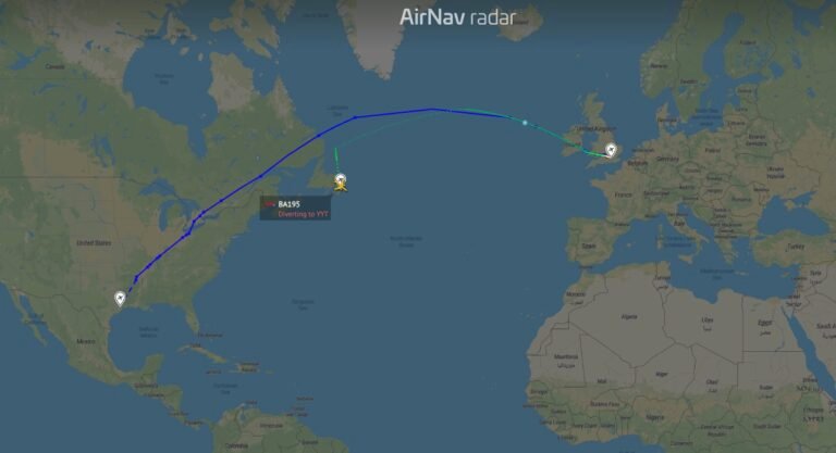 British Airways BA195 to Houston is diverting to to St. John's