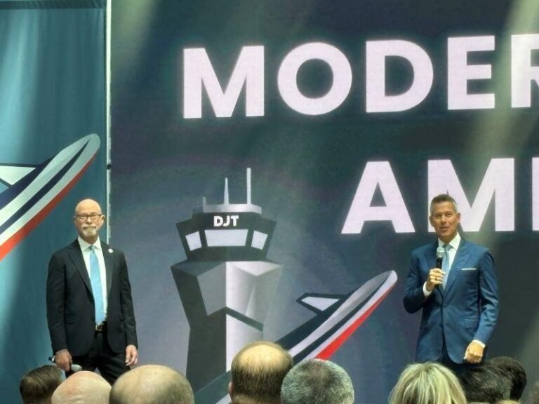 (left) FAA Administrator Bryan Bedford and Transportation Secretary Sean Duffy.