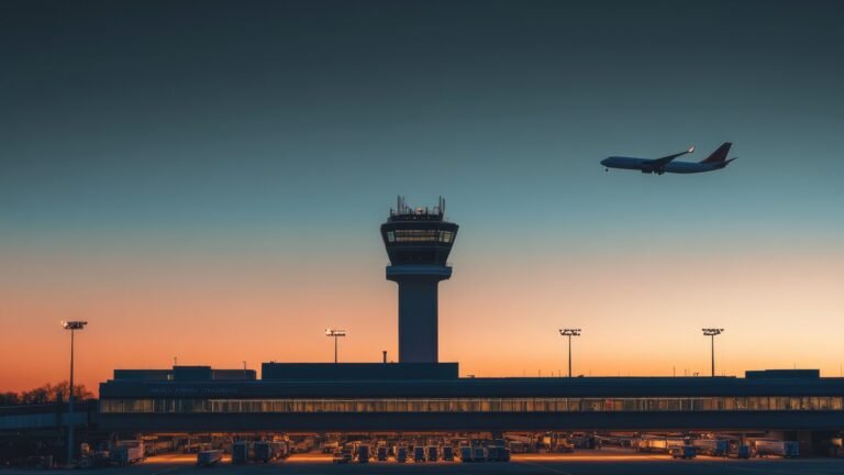 ATC air traffic control tower at Dulles Airport in Washington, D.C.