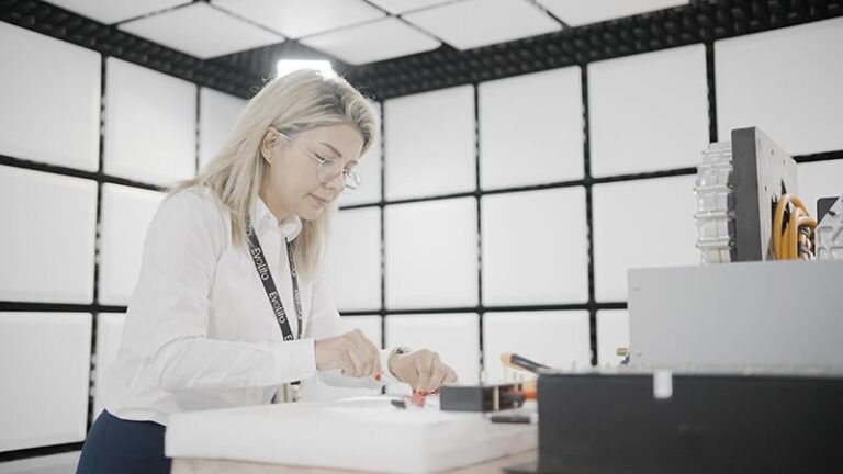 Evolito staffer conducted electromagnetic compatibility testing on a motor