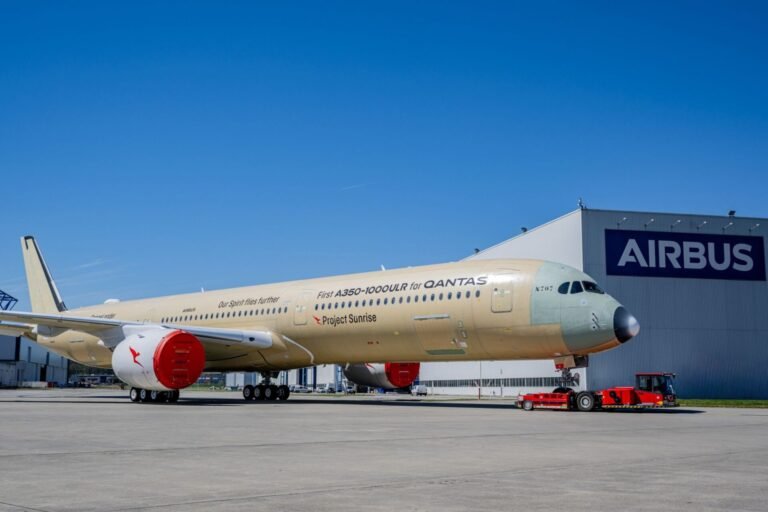 Qantas’ Project Sunrise A350 emerges from Airbus factory Qantas' Project Sunrise A350 emerges from Airbus factory