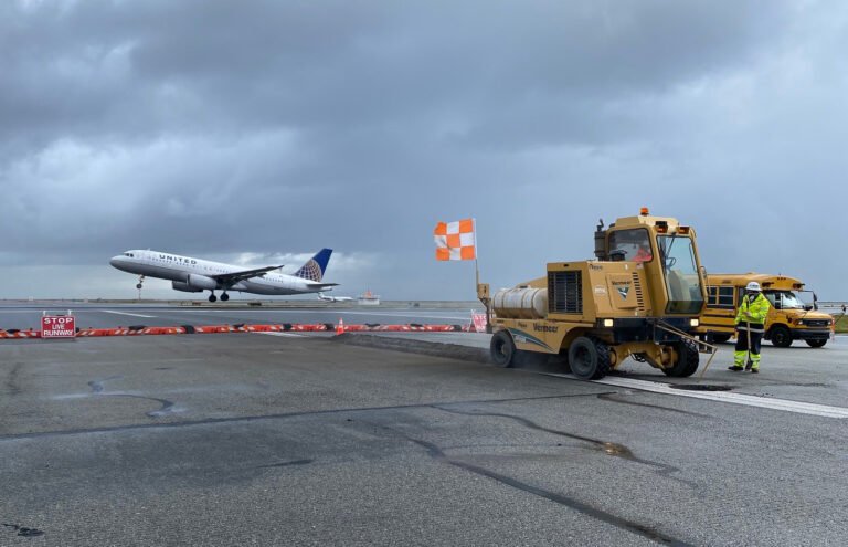 Runway 1R at KSFO is closed for repairs, with all traffic temporarily rerouted to 28L/R. [Credit: San Francisco International Airport]