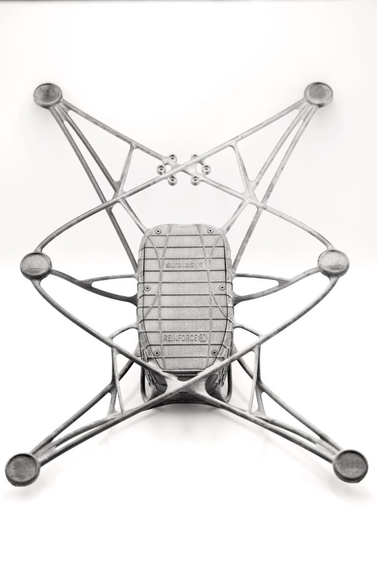 Drone structure produced using Stratasys SAF PA12 powder. Photo via Stratasys.