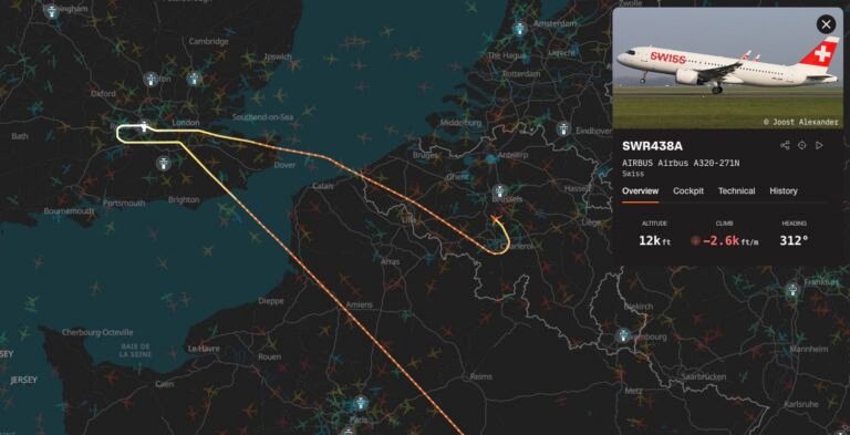 Swiss flight LX325 from London is declaring an emergency over Belgium