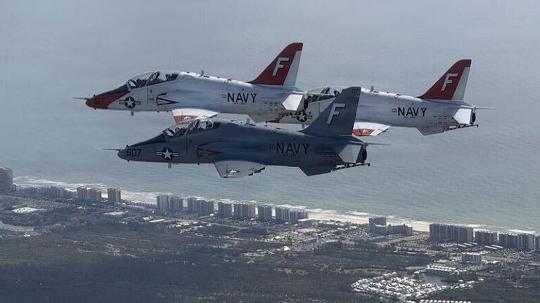 The Next U.S. Navy Jet Trainer Competition Formally Begins Three U.S. Navy T-45s flying