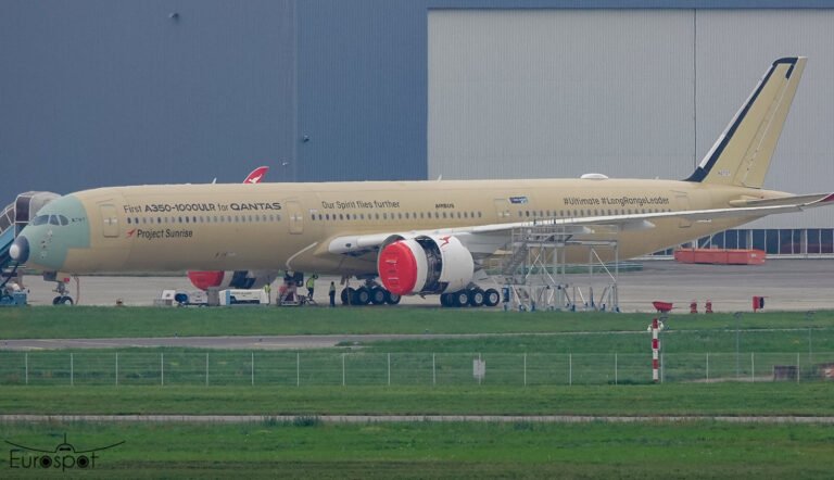 The very first Qantas A350K Ultra-Long-Range for Project Sunrise was spotted in Toulouse The very first Qantas A350K Ultra-Long-Range for Project Sunrise was spotted in Toulouse