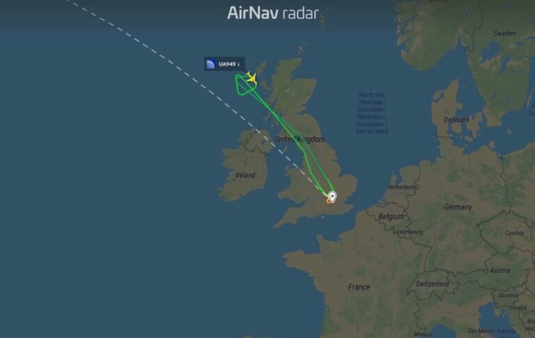 United Airlines UA949 to SFO returned to Heathrow after circling over Scotland nearly three hours in the air