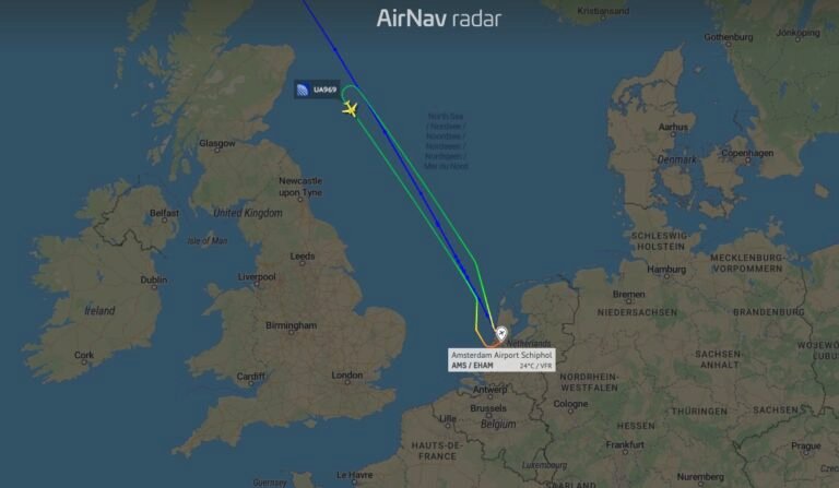 A United Boeing 777 to SFO turned around over the North Sea, leading to a double-diverted journey