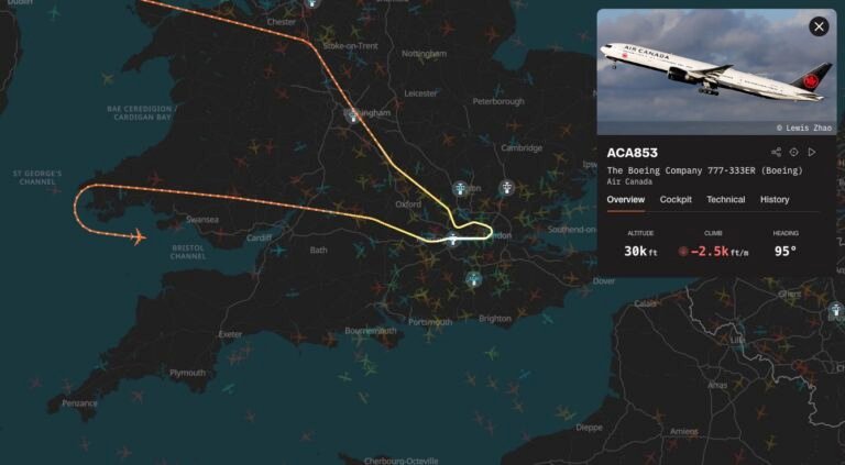 Air Canada flight AC853 to Toronto is declaring an emergency and returning to Heathrow