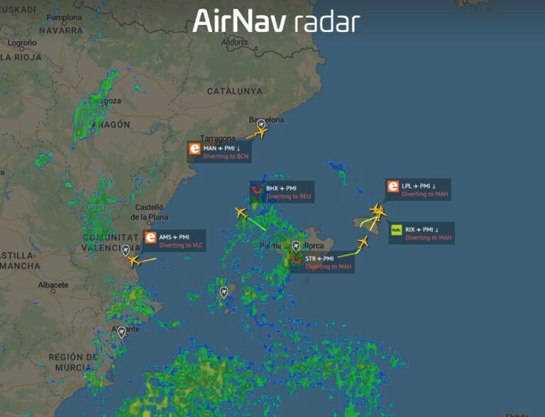 All flights to Palma de Mallorca are currently diverting