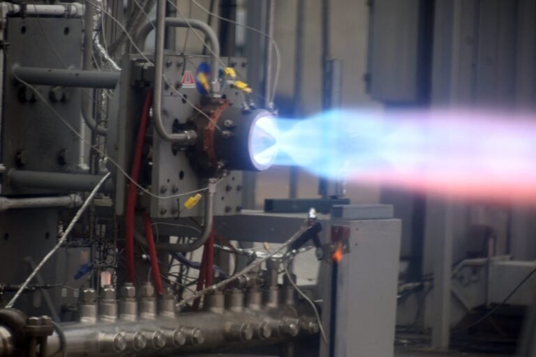 Successful hot fire test of its Chakram rotating detonation rocket engine (RDRE) at NASA’s Marshall Space Flight Center (MSFC) in Huntsville, Alabama. Photo via Astrobotic.