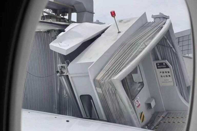 China Eastern A350 strikes jet bridge in Shanghai