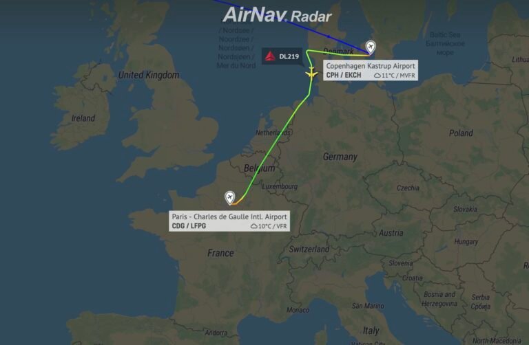 Delta flight from Copenhagen to JFK diverted to Paris and declared emergency for priority landing