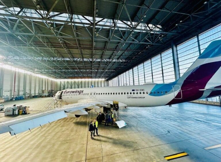 Eurowings Rethinking Strategy For Smaller Bases Eurowings A320 in a hangar