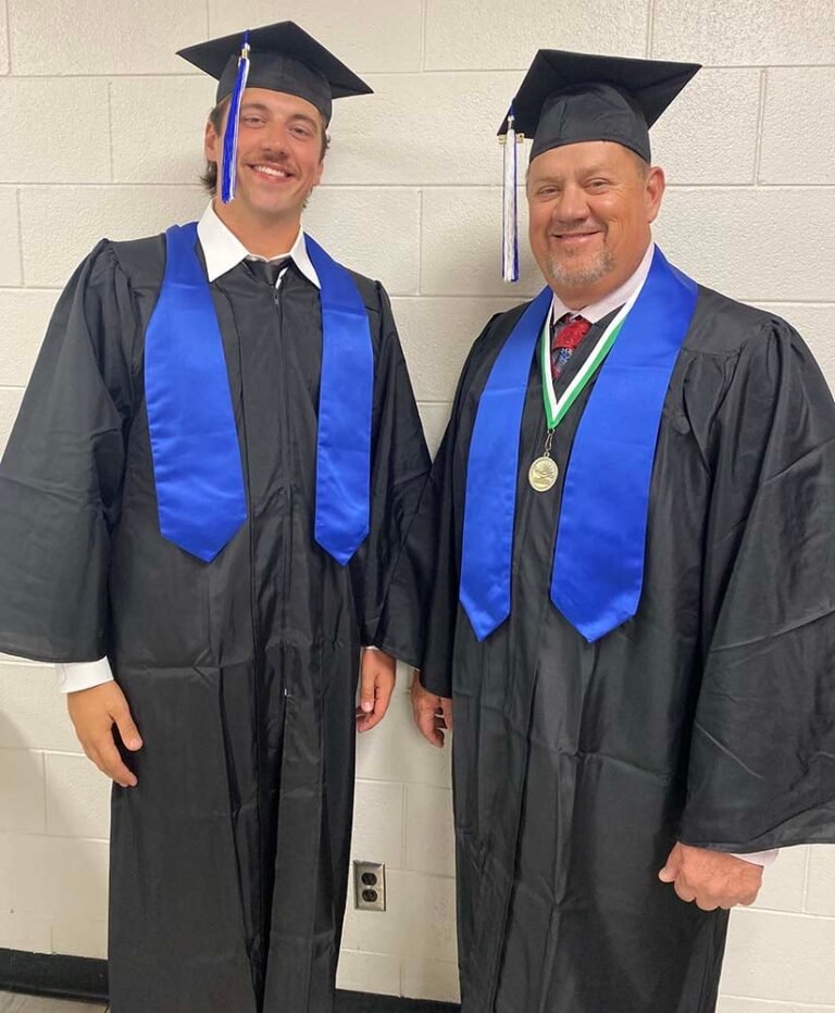 Like Father, Like Son: Two Generations Pursue MRO Careers At Same School Cole and Micheal McDaniel at their graduation ceremony