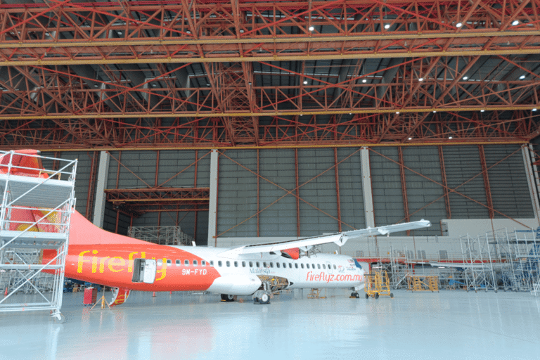 a Firefly aicraft in a hangar
