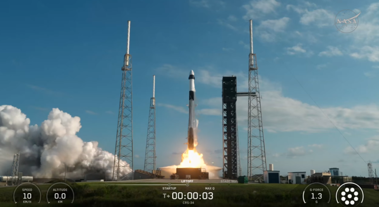 The SpaceX Falcon 9 rocket, carrying the Dragon cargo spacecraft atop, launched Friday, May 15, 2026, from Space Launch Complex 40 at Cape Canaveral Space Force Station in Florida.