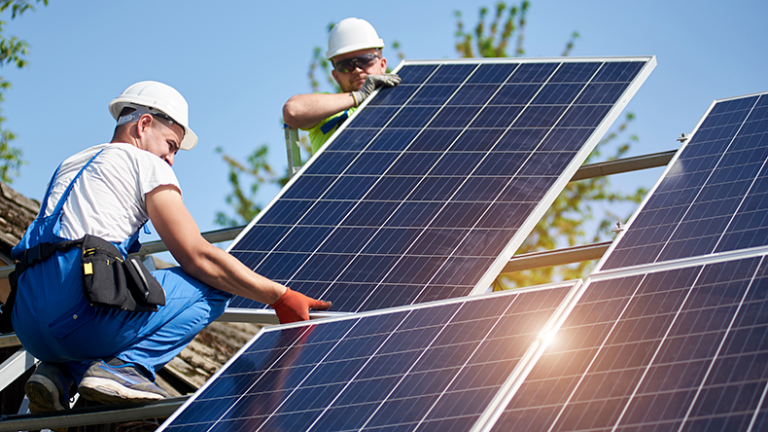 Solar power panels being installed