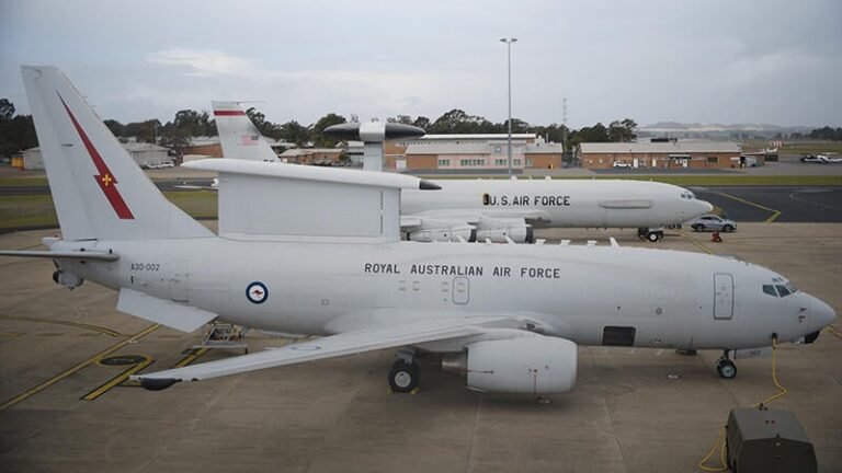 Pentagon Changes Course On The E-7 And Army Aviation Cuts Royal Australian Air Force Boeing E-7A in front of U.S. Air Force E-3