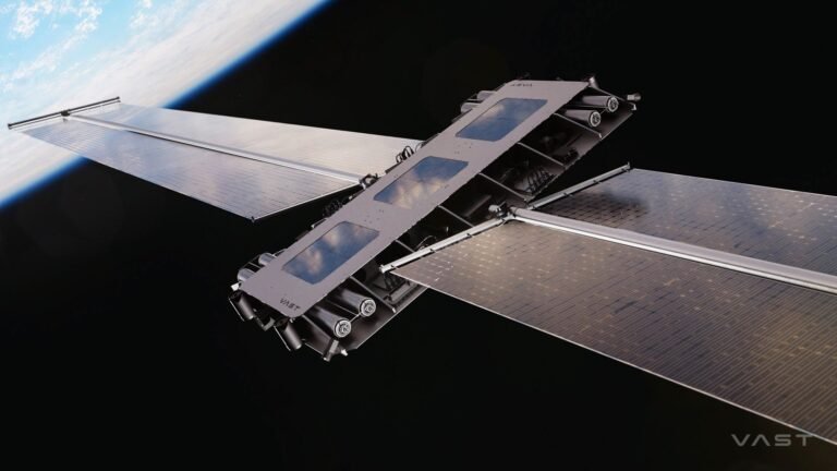 Artist's illustration of one of Vast's 15 kW-class satellites in orbit.