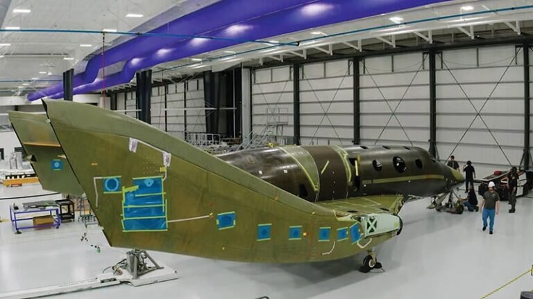 Virgin Galactic's Delta1 spaceplane in assembly