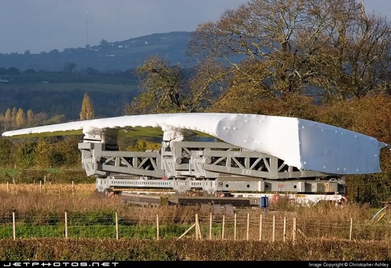 A new A380 wing awaiting shipment from Hawarden to Toulouse in 2006