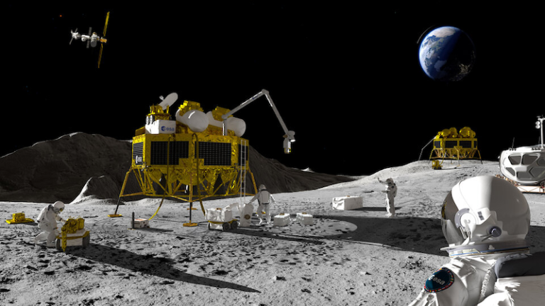ESA Targets Faster Moon Lander Missions moon landing rendering
