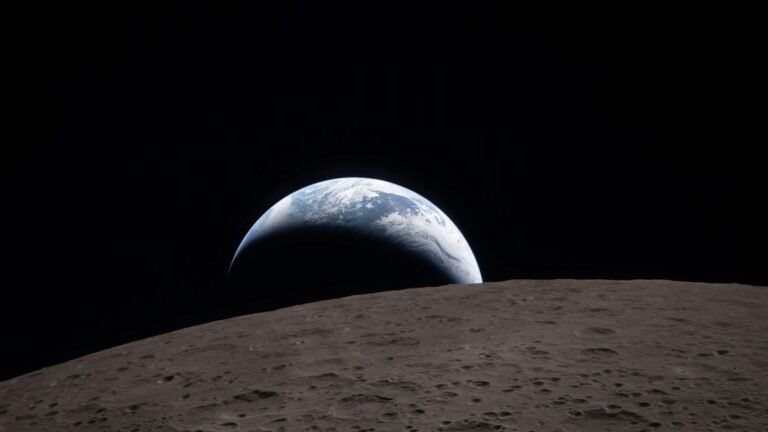 Live from the moon! How lasers connected us all to NASA’s Artemis 2 astronauts on their epic lunar trip A view of Earth over the moon's horizon.