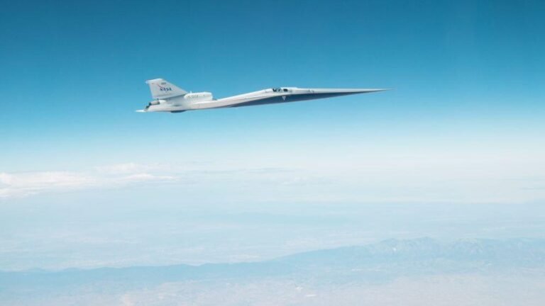 NASA X-59 Flies At Mach 1.4 ‘Mission Conditions’ Photo of June 12 flight credit NASA
