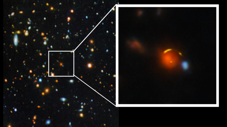 Scientists trace high-energy ghost particle to the ‘Shadow Blaster’ galaxy Lots of stars and galaxies speckled across a dark background. One of the galaxies is enlarged in a boxout.