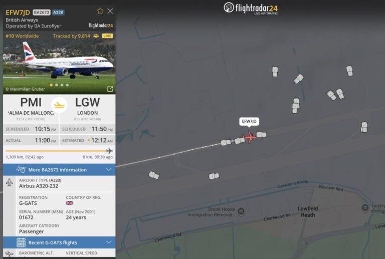 Blocked runway at Gatwick leads to nine simultaneous emergency squawks and 14 diversions BA2673 stopped on the runway at Gatwick surrounded by emergency vehicles