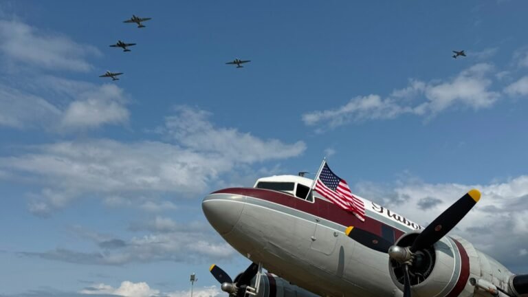 DC-3 Society honors 90 Years with Oshkosh Missing Man Formation flight